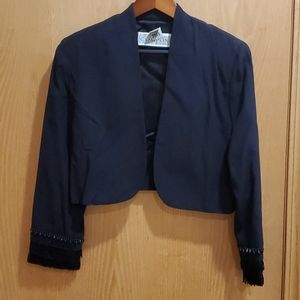 Cropped dress jacket with beaded sleeve cuffs